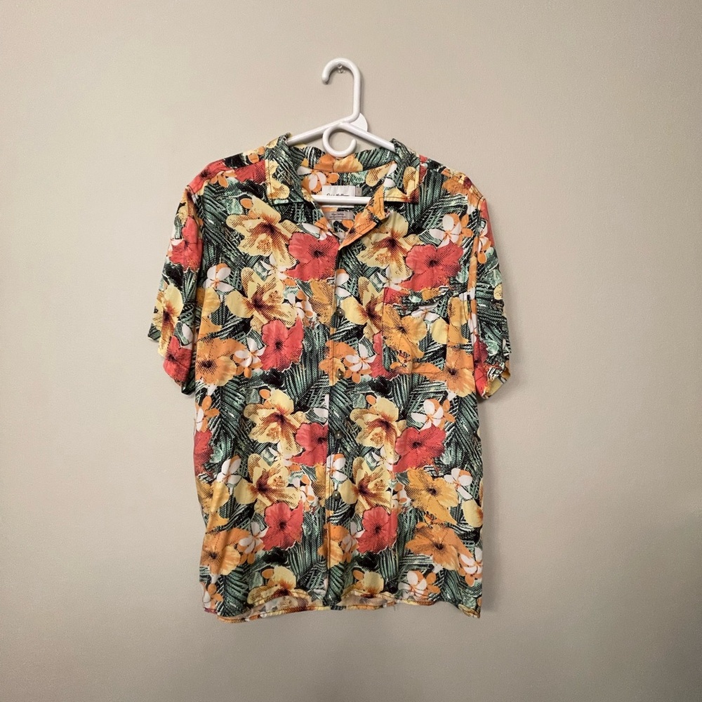 GoodFellow Mens L Large Floral All-Over Print Hawaiian Shirt